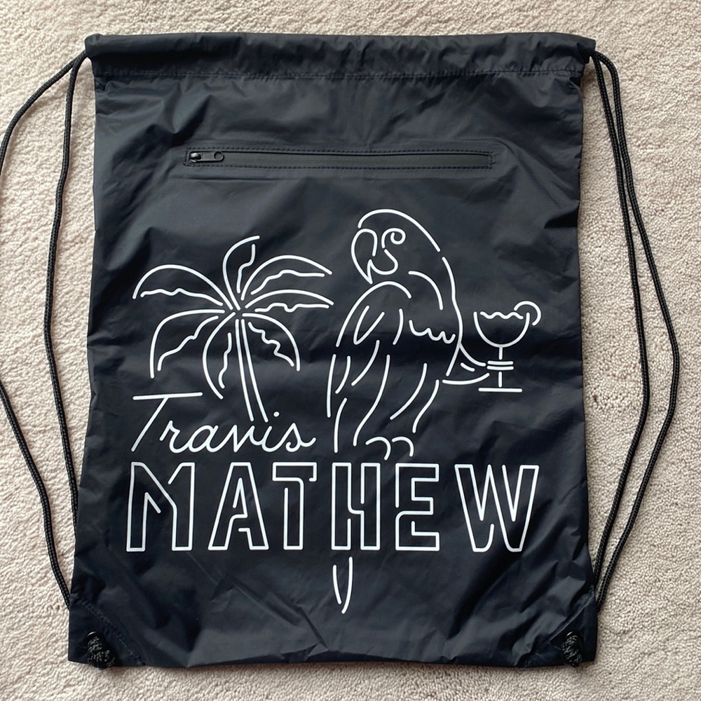 NWOT Travis Mathew black  drawstring backpack.